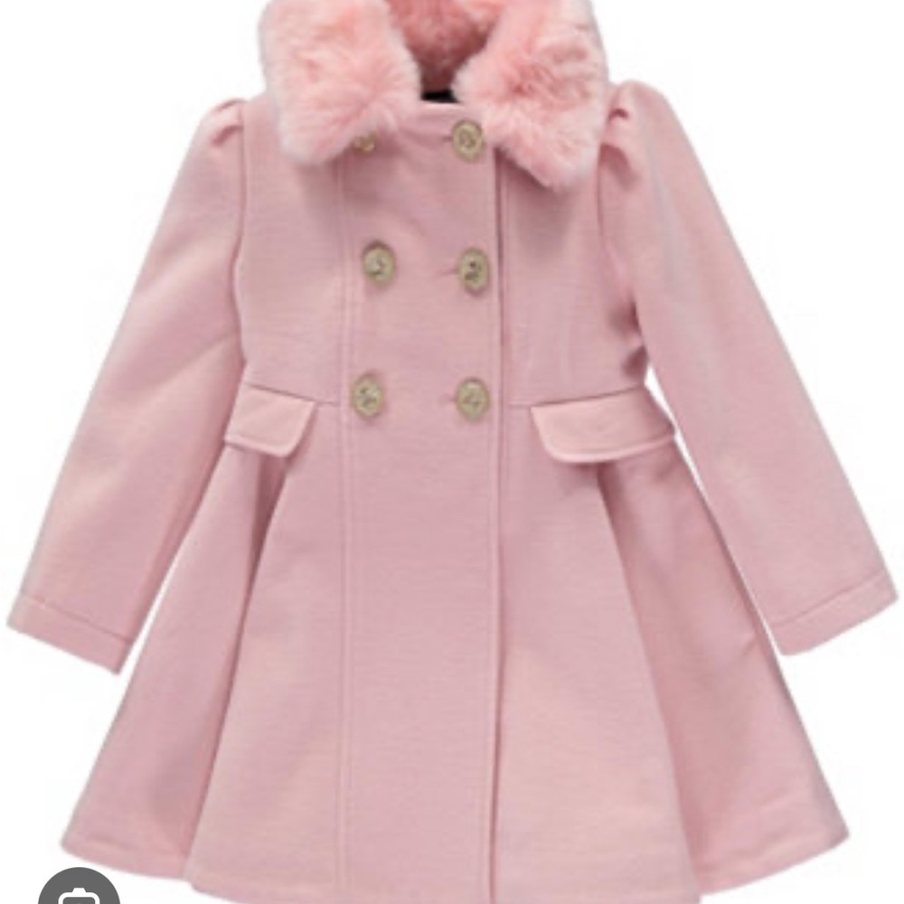 Rothschild Pink Coat with Faux Fur Trim